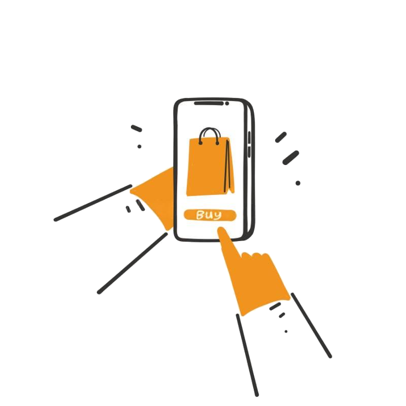 Customer tapping Buy on a phone